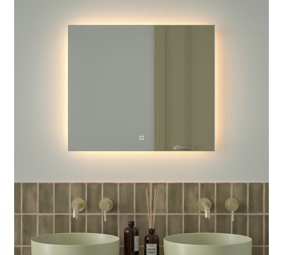 Зеркало с фацетом и LED-подсветкой DEFESTO 23W (70x60 cm) (Сенсорный выключатель) (Теплый белый свет) GLOW DF 2516SH 1