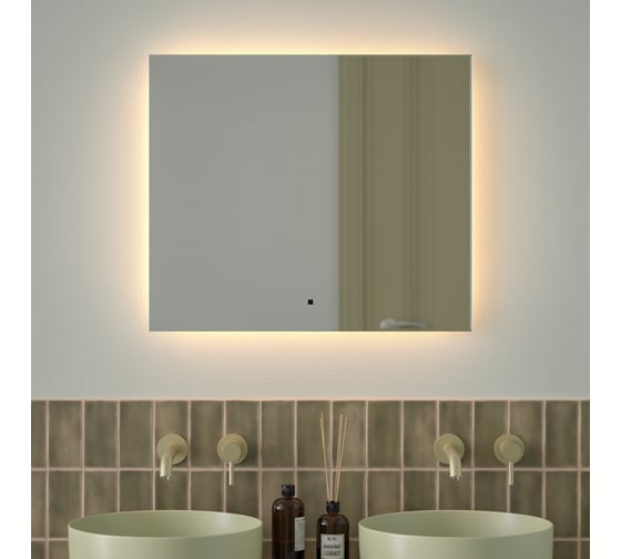 Зеркало с фацетом и LED-подсветкой DEFESTO 23W (70x60 cm) (ИК - выключатель) (Теплый белый свет) GLOW DF 2516RH 1