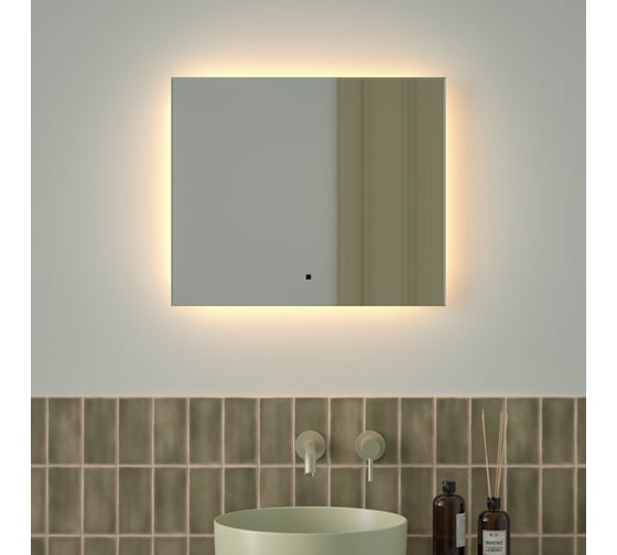 Зеркало с фацетом и LED-подсветкой DEFESTO 19W (60x50 cm) (ИК - выключатель) (Теплый белый свет) GLOW DF 2513RH 1