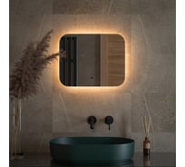 Зеркало DEFESTO с LED-подсветкой 50x40 см ИК - выключатель, Теплый белый свет OPTI DF 2811RH