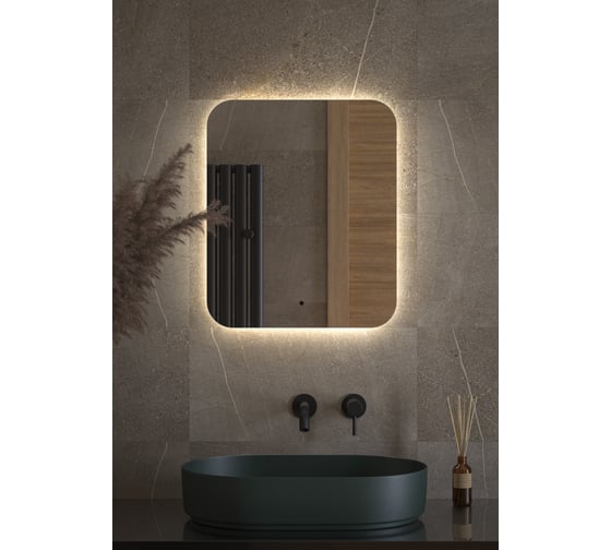 Зеркало DEFESTO с LED-подсветкой 50x60 см ИК - выключатель, Нейтральный белый свет OPTI DF 2803R 1