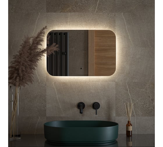 Зеркало DEFESTO с LED-подсветкой 60x40 см ИК - выключатель, Нейтральный белый свет OPTI DF 2802RH 1