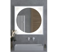 Зеркало DEFESTO в багетной раме с LED-подсветкой 80x80 см Без выключателя, Нейтральный белый свет, Белая рама ECLIPSE DF 2228