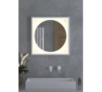 Зеркало DEFESTO в багетной раме с LED-подсветкой 60x60 см Без выключателя, Теплый белый свет, Белая рама ECLIPSE DF 2236