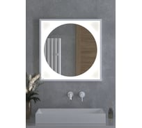 Зеркало DEFESTO в багетной раме с LED-подсветкой 70x70 см Без выключателя, Нейтральный белый свет, Белая рама ECLIPSE DF 2227