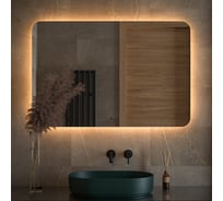 Зеркало DEFESTO с LED-подсветкой 120x80 см ИК - выключатель, Теплый белый свет OPTI DF 2820RH