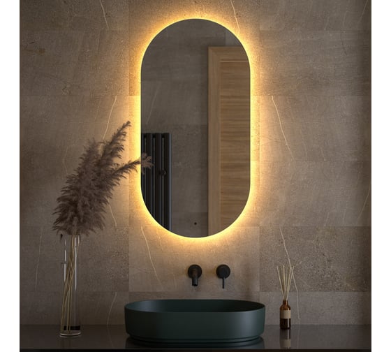 Зеркало DEFESTO с LED-подсветкой 26W 50x100 cm ИК - выключатель, Теплый белый свет OPTI DF 2914R 1