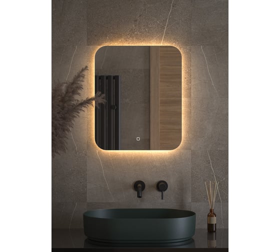 Зеркало DEFESTO с LED-подсветкой 50x60 см Сенсорный выключатель, Теплый белый свет OPTI DF 2813S 1