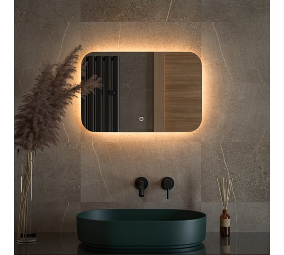 Зеркало DEFESTO с LED-подсветкой 60x40 см Сенсорный выключатель, Теплый белый свет OPTI DF 2812SH 1