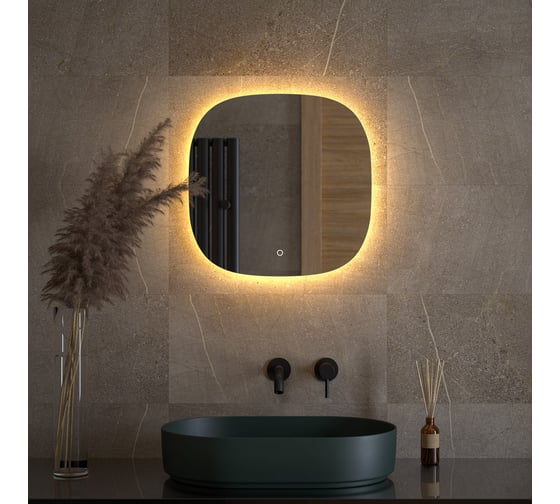 Зеркало DEFESTO с LED-подсветкой 12W 50x50 cm Сенсорный выключатель, Теплый белый свет OPTI DF 2858S 1