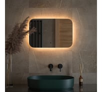 Зеркало DEFESTO с LED-подсветкой 60x40 см ИК - выключатель, Теплый белый свет OPTI DF 2812RH