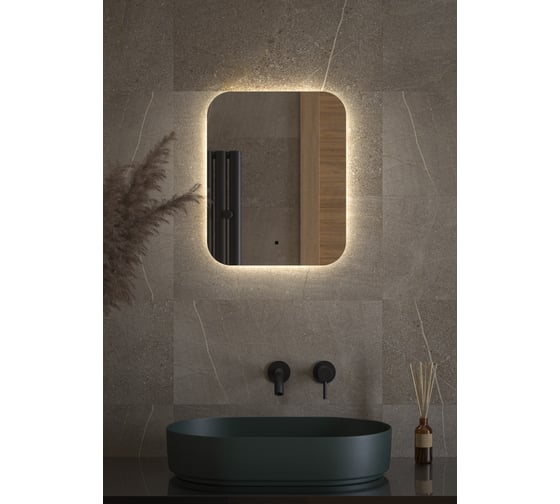 Зеркало DEFESTO с LED-подсветкой 40x50 см ИК - выключатель, Нейтральный белый свет OPTI DF 2801R 1