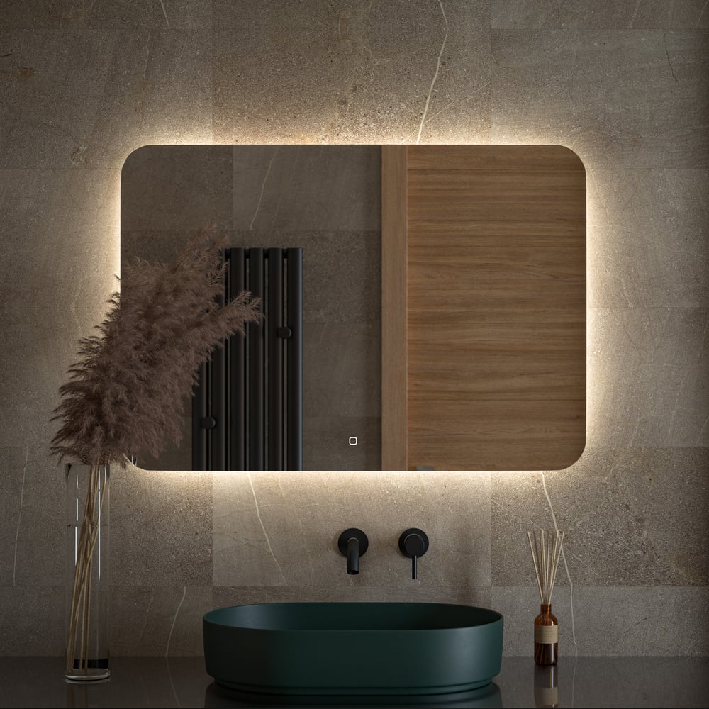 Зеркало DEFESTO с LED-подсветкой 100x70 см Сенсорный выключатель ...