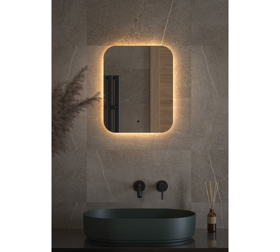 Зеркало DEFESTO с LED-подсветкой 40x50 см ИК - выключатель, Теплый белый свет OPTI DF 2811R 1