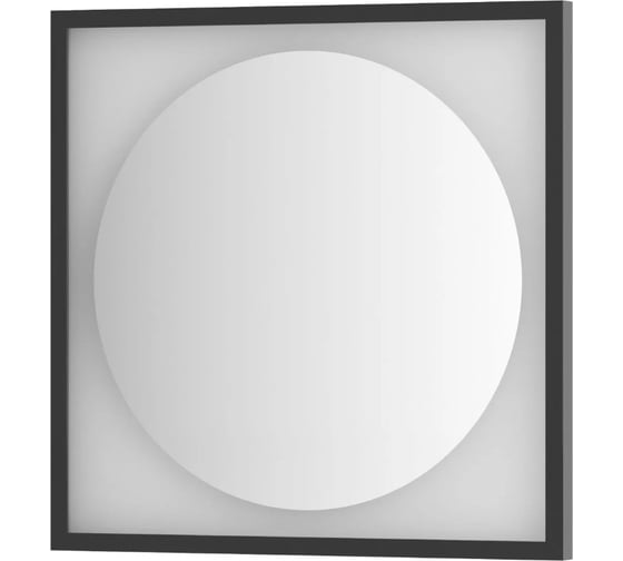 Зеркало DEFESTO в багетной раме с LED-подсветкой 60x60 см Без выключателя, Нейтральный белый свет, Черная рама ECLIPSE DF 2221 1