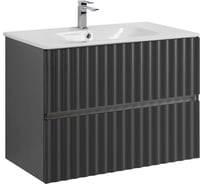 База под раковину подвесная Art&Max ELEGANT с двумя выкатными ящиками, с LED подсветкой ручек, Чёрный матовый, 770x469x550 AM-ELEGANT-800-2C-SO-NM-LED