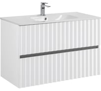 База под раковину подвесная Art&Max ELEGANT с двумя выкатными ящиками, с LED подсветкой ручек, Белый глянец, 870x469x550 AM-ELEGANT-900-2C-SO-BL-LED-P