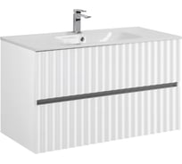 База под раковину подвесная Art&Max ELEGANT с двумя выкатными ящиками, с LED подсветкой ручек, Белый глянец, 970x469x550 AM-ELEGANT-1000-2C-SO-BL-LED-P