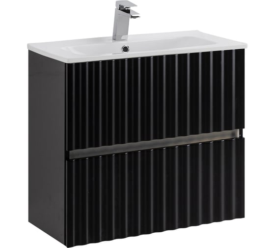 База под раковину подвесная Art&Max ELEGANT с двумя выкатными ящиками, с LED подсветкой ручек, Чёрный матовый, 570x469x550 AM-ELEGANT-600-2C-SO-NM-LED 1