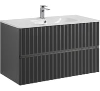 База под раковину подвесная Art&Max ELEGANT с двумя выкатными ящиками, с LED подсветкой ручек, Серый матовый, 970x469x550 AM-ELEGANT-1000-2C-SO-GM-LED