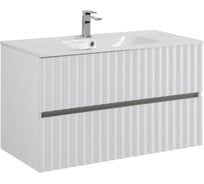 База под раковину подвесная Art&Max ELEGANT с двумя выкатными ящиками, с LED подсветкой ручек, Белый матовый, 970x469x550 AM-ELEGANT-1000-2C-SO-BM-LED