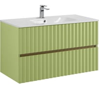 База под раковину подвесная Art&Max ELEGANT с двумя выкатными ящиками, с LED подсветкой ручек, Мята AM-ELEGANT-1000-2C-SO-MN-P