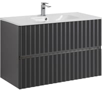 База под раковину подвесная Art&Max ELEGANT с двумя выкатными ящиками, с LED подсветкой ручек, Серый матовый, 870x469x550 AM-ELEGANT-900-2C-SO-GM-LED