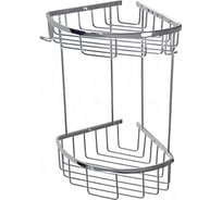 Полочка ООО ПКФ Сварком 22см двойная угловая овальная , решётка из нержавеющей стали (уп/1шт) СанТех s064832