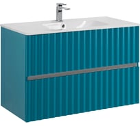 База под раковину подвесная Art&Max ELEGANT с двумя выкатными ящиками, с LED подсветкой ручек. Бирюзовый Матовый, 870x469x550 AM-ELEGANT-900-2C-SO-TM-LED