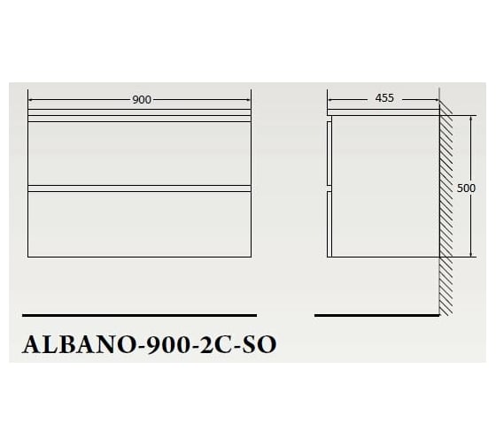 Подвесная база под раковину BelBagno ALBANO-900-2C-SO-BL
