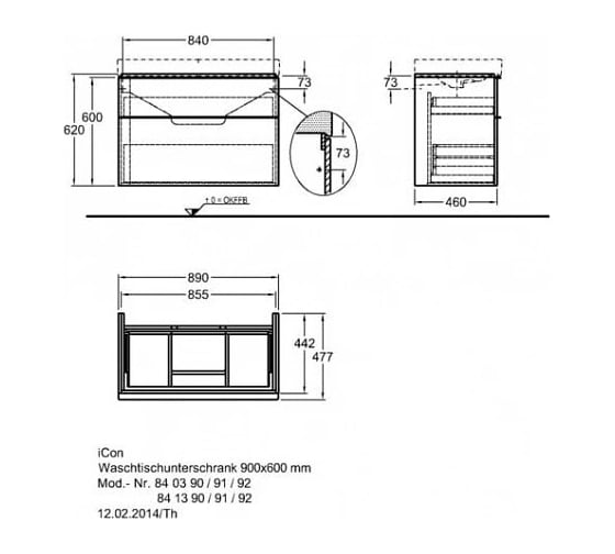 Шкафчик под раковину Geberit iCon 890x620x477 мм, белый глянец, лак 840390000 00000046256