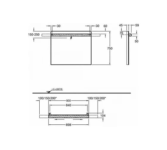 Зеркало с подсветкой Geberit iCon 900x750x40 мм 840790000 00000046257