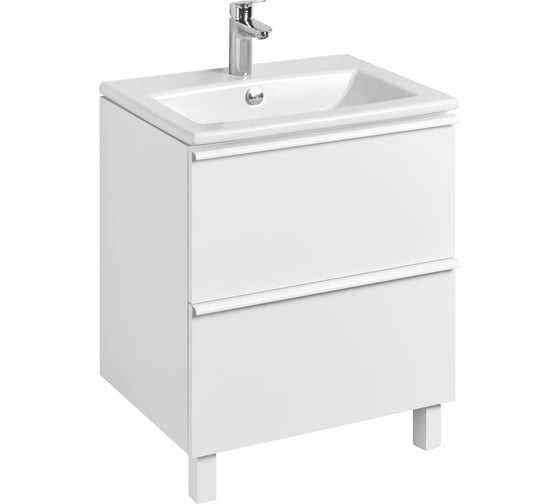 Тумба под раковину AQUATON Хюгге 60 2 ящика белый матовый, 1A280701HG2B0 1
