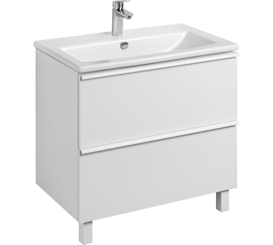 Тумба под раковину AQUATON Хюгге 75 2 ящика белый матовый, 1A282301HG2B0 1