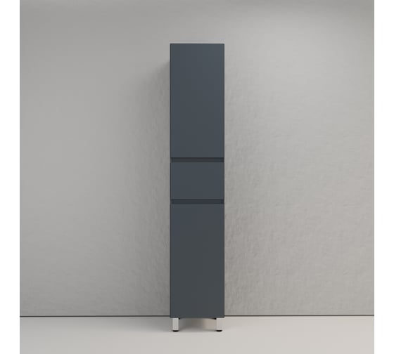 Пенал напольный Style Line Манхэттен 36, ЭМАЛЬ 1 ящик, 2 створки, PLUS графит, ЛС-00002385 1