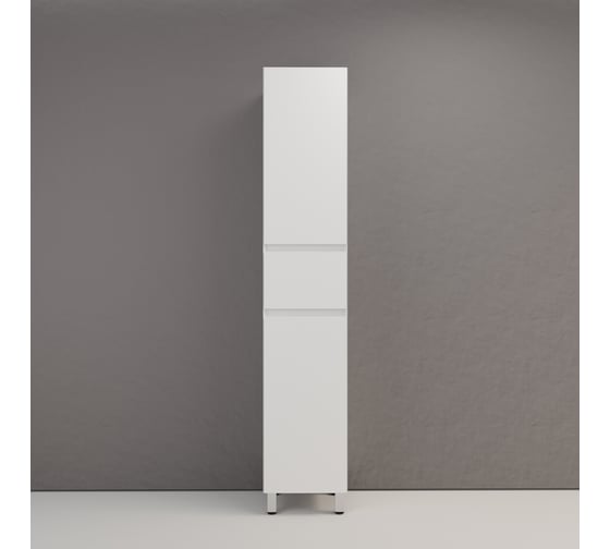 Пенал напольный Style Line Манхэттен 36, ЭМАЛЬ 1 ящик, 2 створки, PLUS белый матовый, ЛС-00002384 1