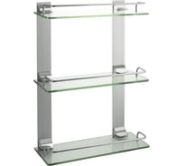 Полка Brimix стеклянная настенная 3-х этажная, стекло толщиной 5 мм 10203