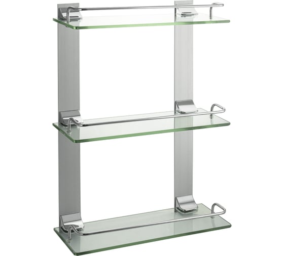 Полка стеклянная настенная Brimix 3-х этажная, стекло толщиной 5 мм 10203 1