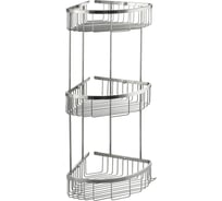 Полочка GFmark 22 см тройная, угловая, овальная, решётка, антивандальная, из нержавеющей стали марки SUS 304 80365