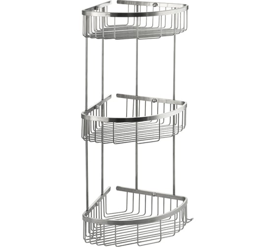 Полочка GFmark 22 см тройная, угловая, овальная, решётка, антивандальная, из нержавеющей стали марки SUS 304 80365 1