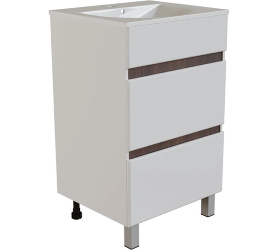 Тумба для ванной MIXLINE БРИКС-50 2 ящ. белый/дуб вотан под раковину Breeze 50 меб. Sanita Luxe ПВХразбор 557488 1