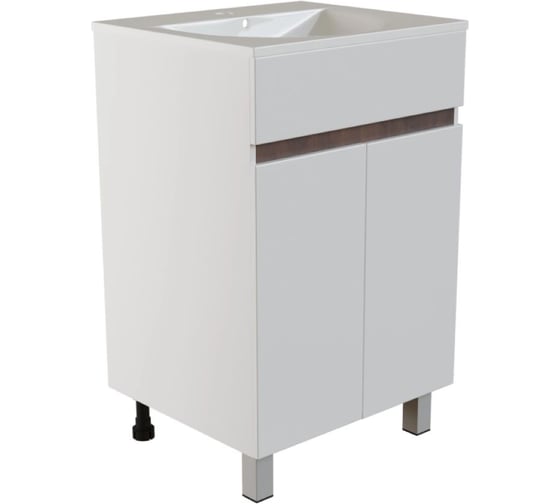 Тумба для ванной MIXLINE БРИКС-50 2 ст.белый/дуб вотан под раковину Breeze 50меб. Sanita LuxeПВХ разбор 557487 1