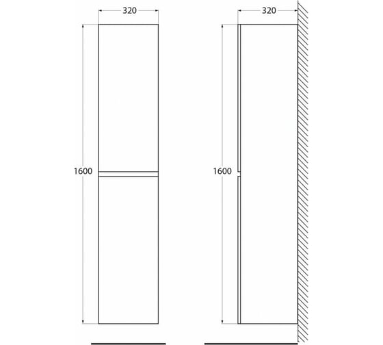 Подвесной шкаф BelBagno Bianco Lucido ALBANO-1600-2A-SC-BL-P