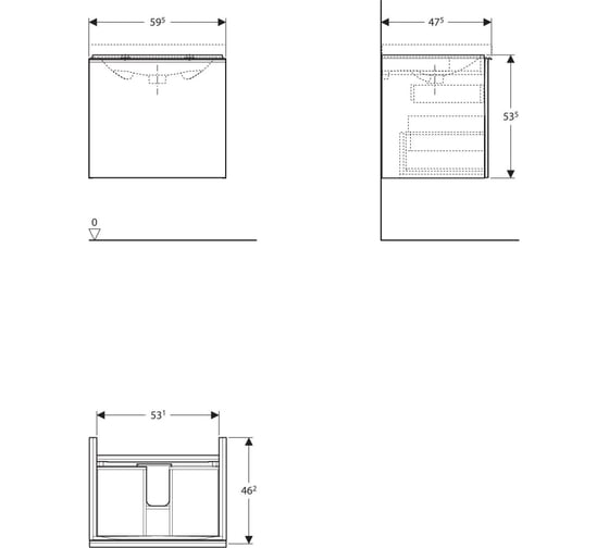 Шкафчик под раковину Geberit Acanto 595x535x476 мм 500.609.JK.2 00000058405