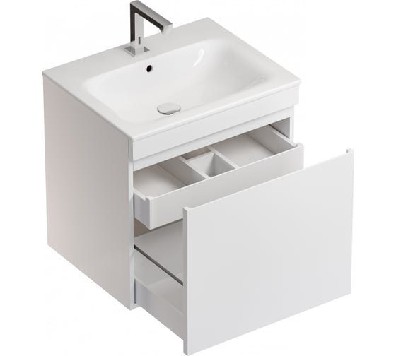 Шкафчик под раковину Geberit Slim с выдвижным ящиком, белый глянец 869580000 00000072242
