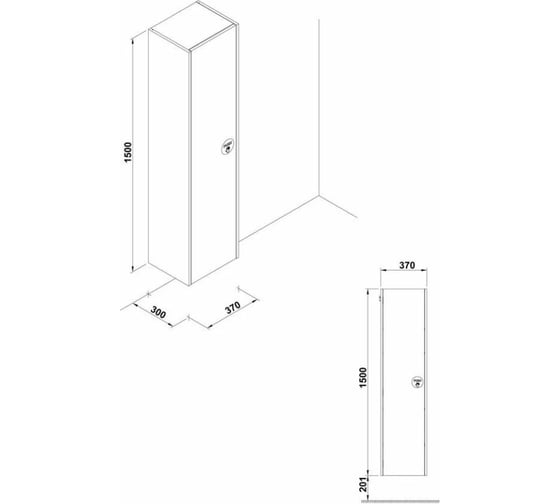 Пенал GALA KLEA 370x300x1500 мм, белый 3844501 00000056653
