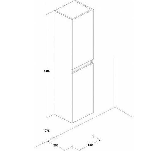 Пенал GALA JADE 350x300x1400 мм, белый 3827701 00000056652