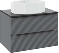 Тумба Runo Орлеан 60 серый чёрный подвесная под накладной умывальник 00-00004651