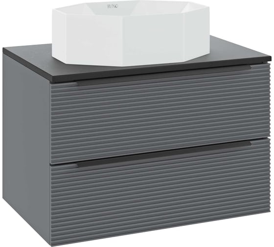 Тумба Runo Орлеан 60 серый чёрный подвесная под накладной умывальник 00-00004651 1
