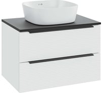 Тумба Runo Орлеан 60 белый матовый чёрный подвесная под накладной умывальник 00-00004649